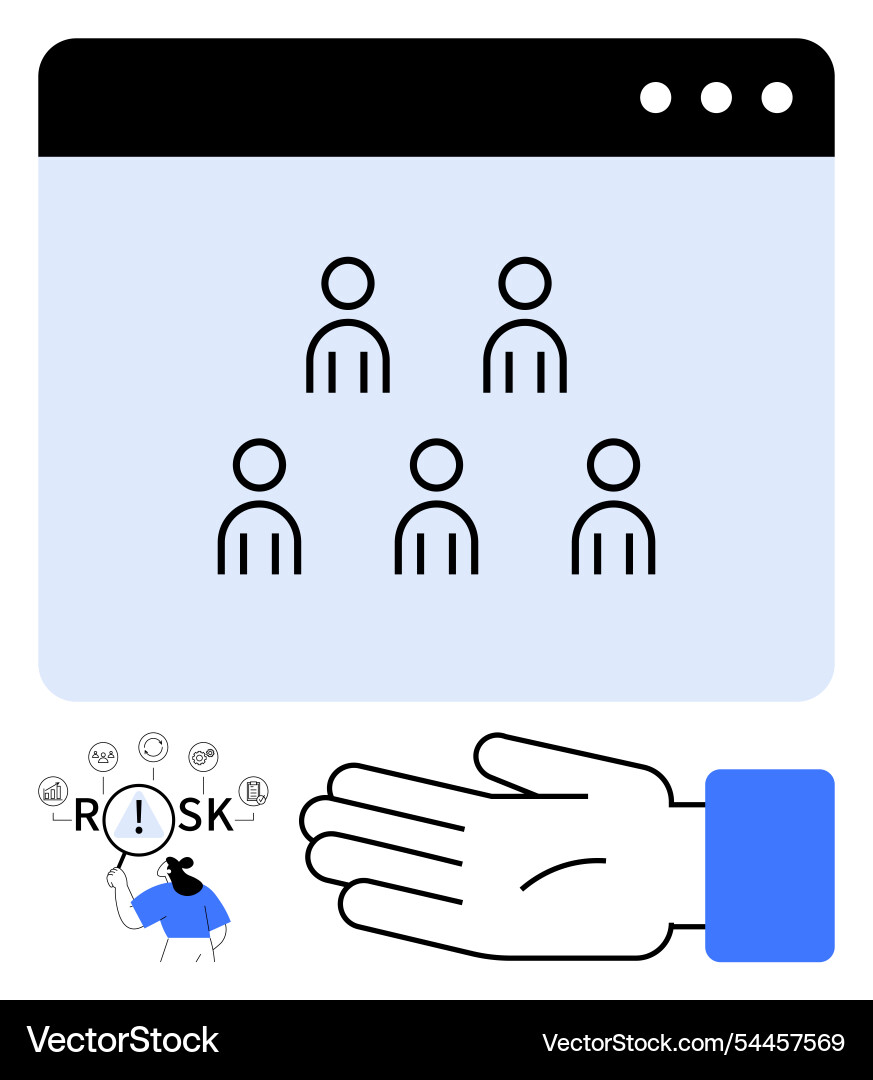 Web interface with group of users risk analysis Web interface with group of users risk analysis vector image