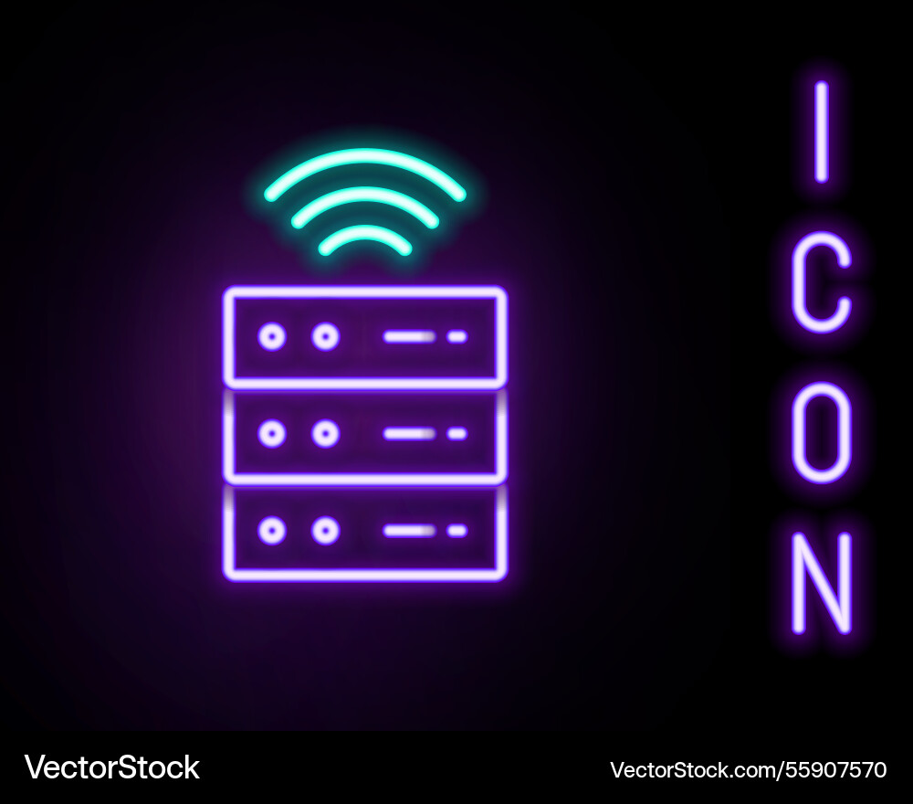 Glowing neon line smart server data web hosting Glowing neon line smart server data web hosting vector image