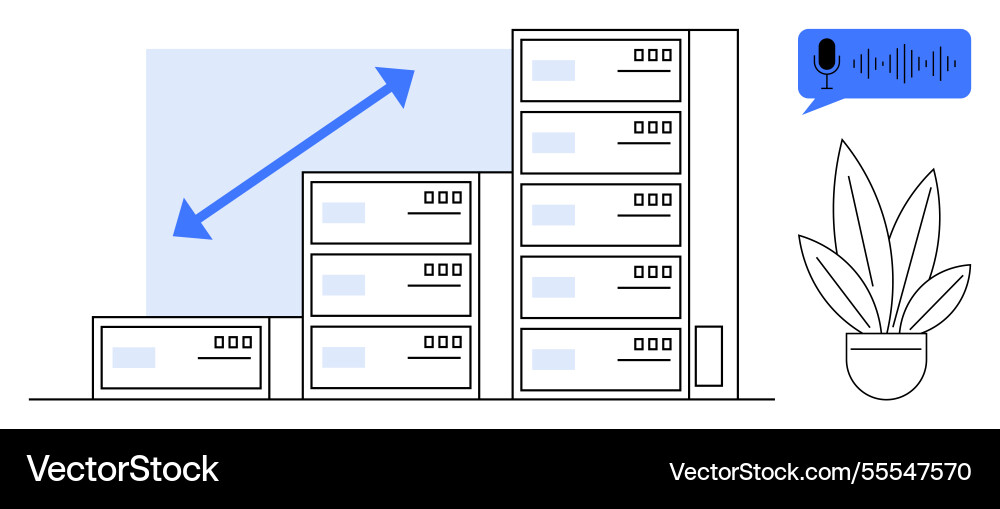 Growth in data storage and cloud computing concept Vector Image