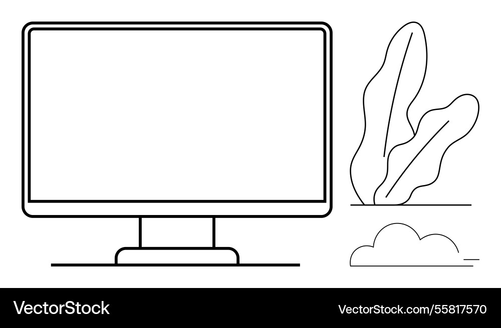 Minimalistischer Desktop-Setup mit Computermonitor Vektorbild