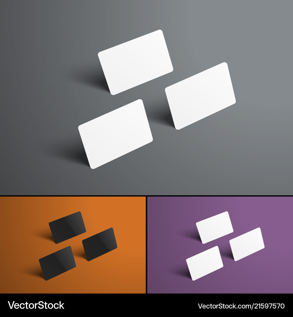 Mockup of three gift or bank cards is isolated Mockup of three gift or bank cards is isolated vector image