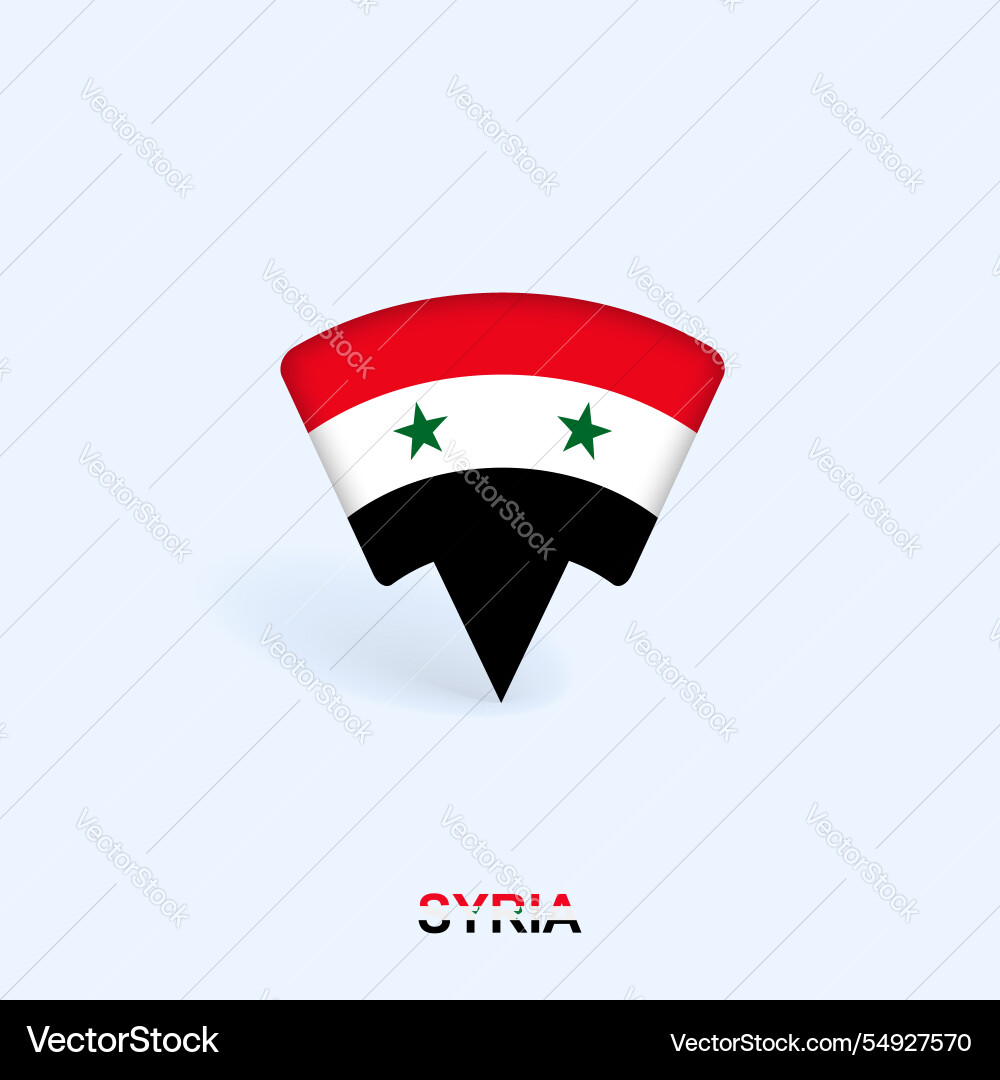 Syria flag map pointer design with shadow vector image