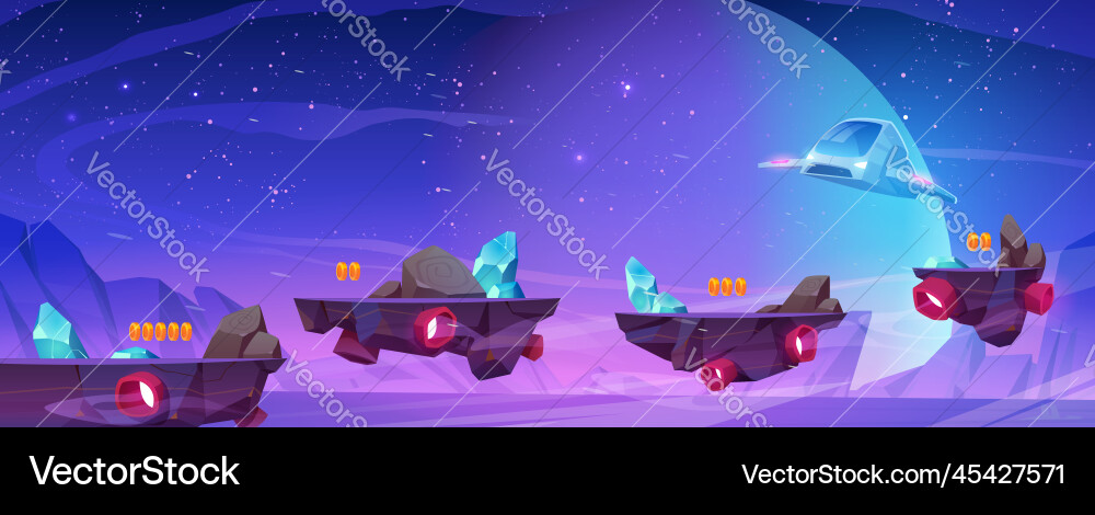 Arcade game level platforms in outer space Arcade game level platforms in outer space vector image