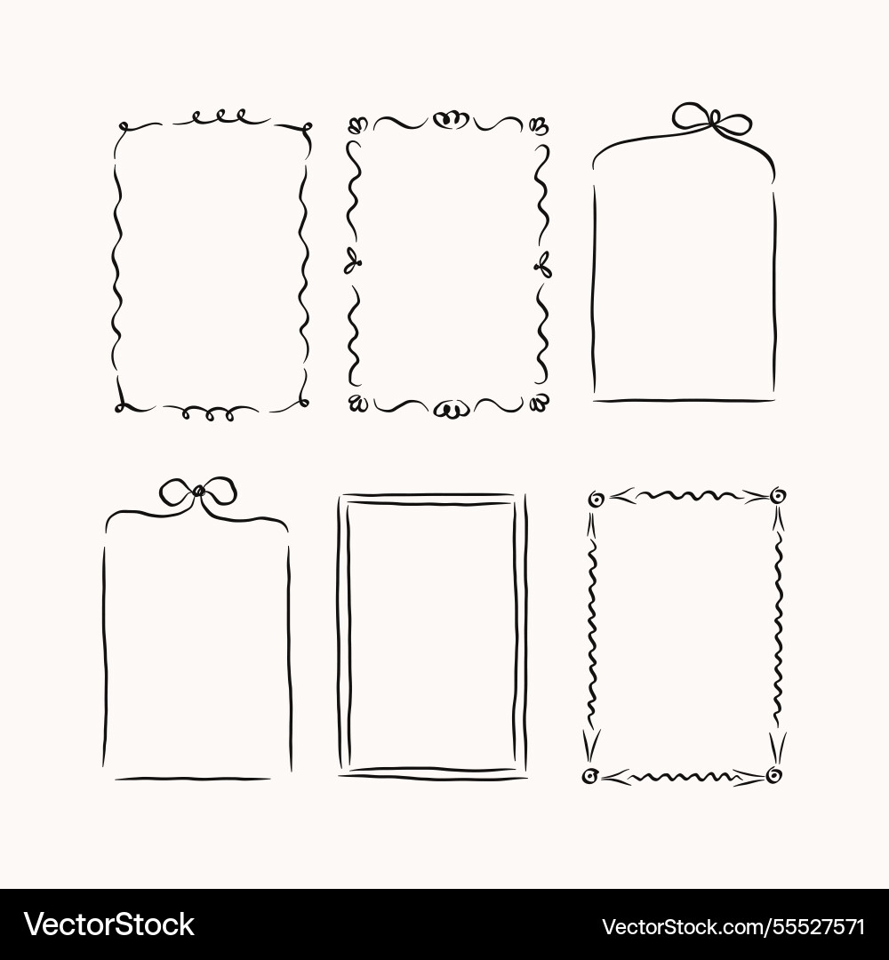 Borders frames in sketch style Borders frames in sketch style Vector Image