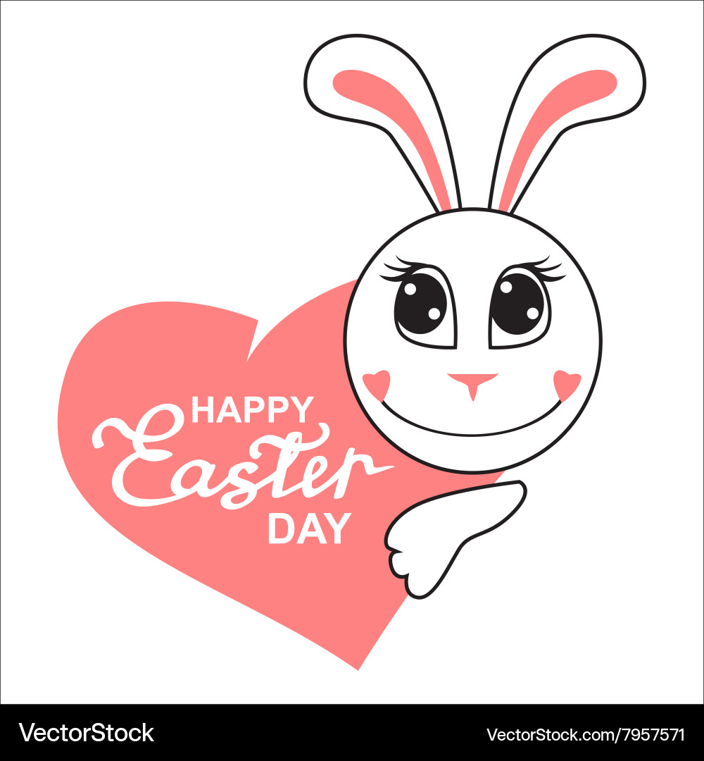 Cute Easter Bunny Muzzle with Heart Vector Image