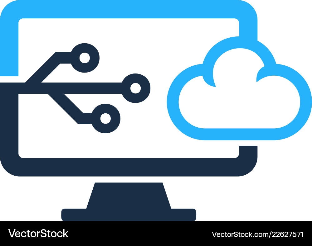 Digital Computer Icon Set vector image