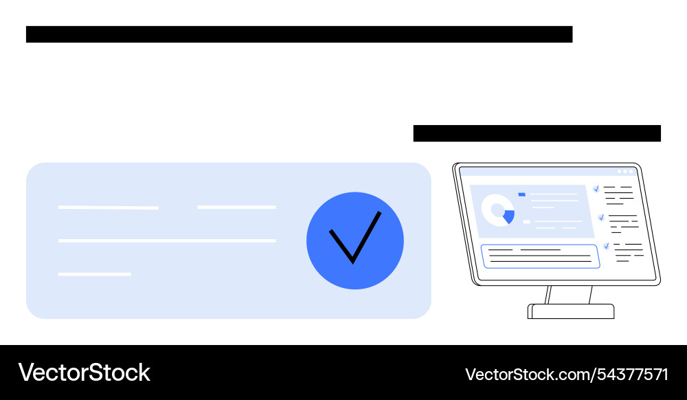 Digital screen with verification badge beside Vector Image