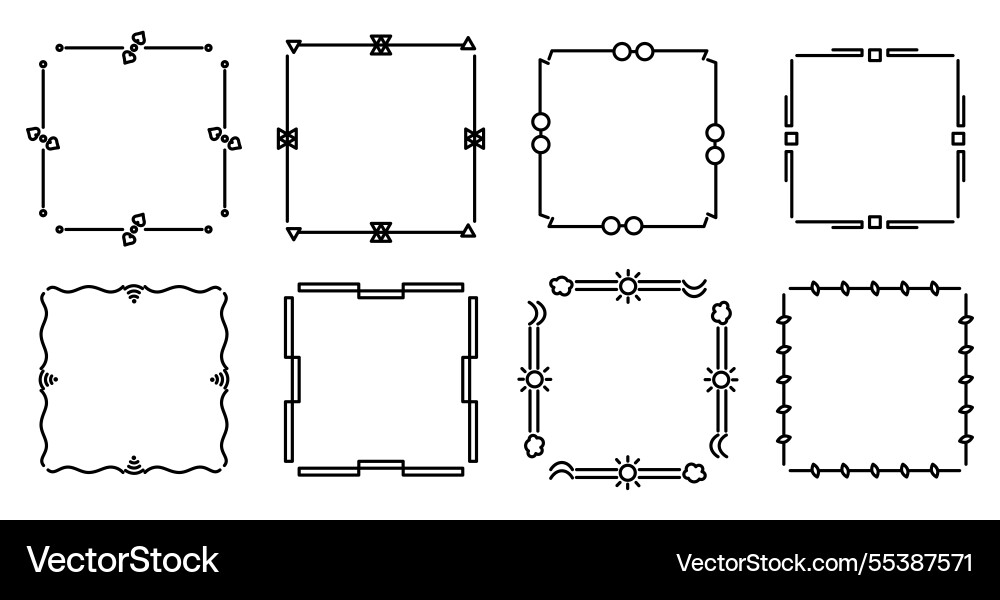Eight dividers set arranged in a square pattern Eight dividers set arranged in a square pattern vector image