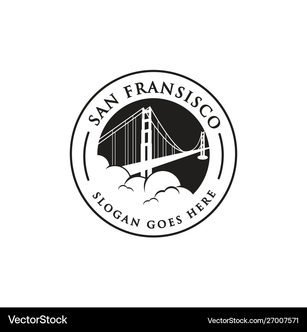 Golden Gate Bridge Logo - Vintage Stamp Vector Image
