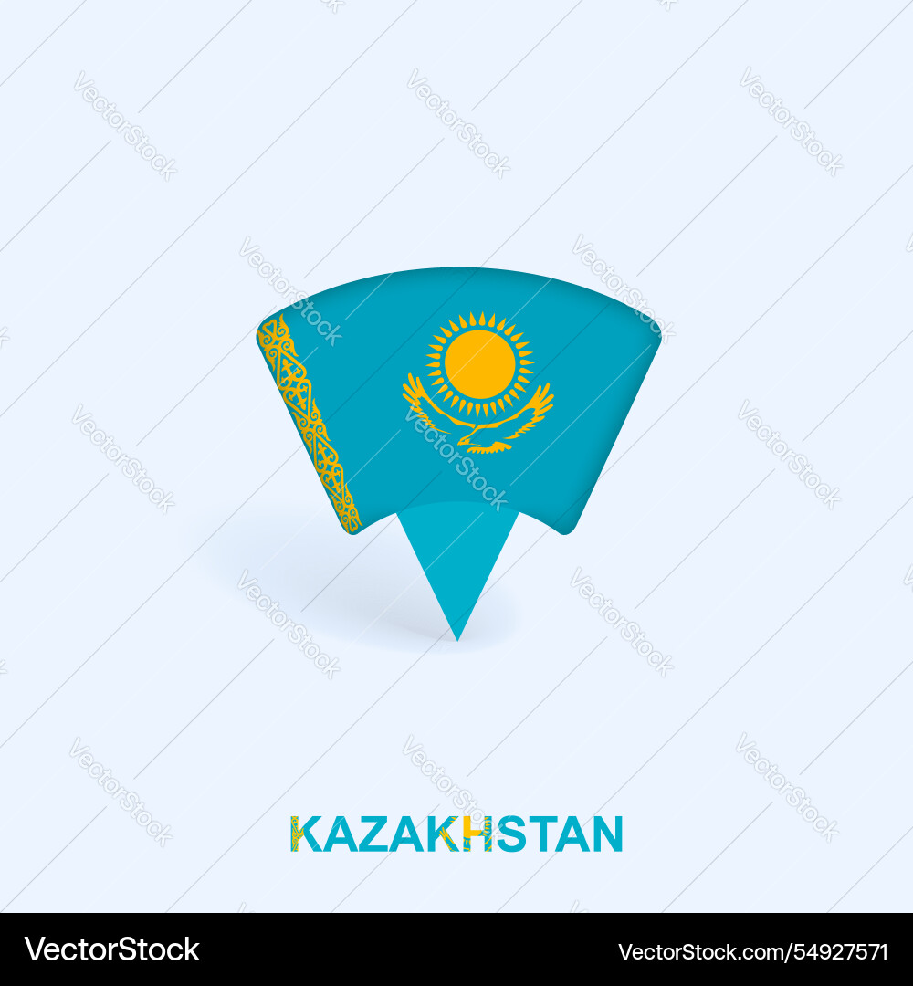 Kasachstan-Flagge Kartenzeiger Design mit Schatten Kasachstan-Flagge Kartenzeiger Design mit Schatten vektorbild