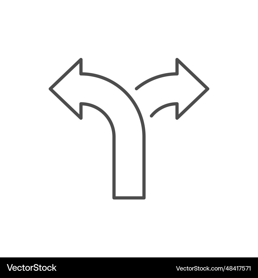 Straßengabel Linie Kontur Symbol Straßengabel Linie Kontur Symbol vektorbild