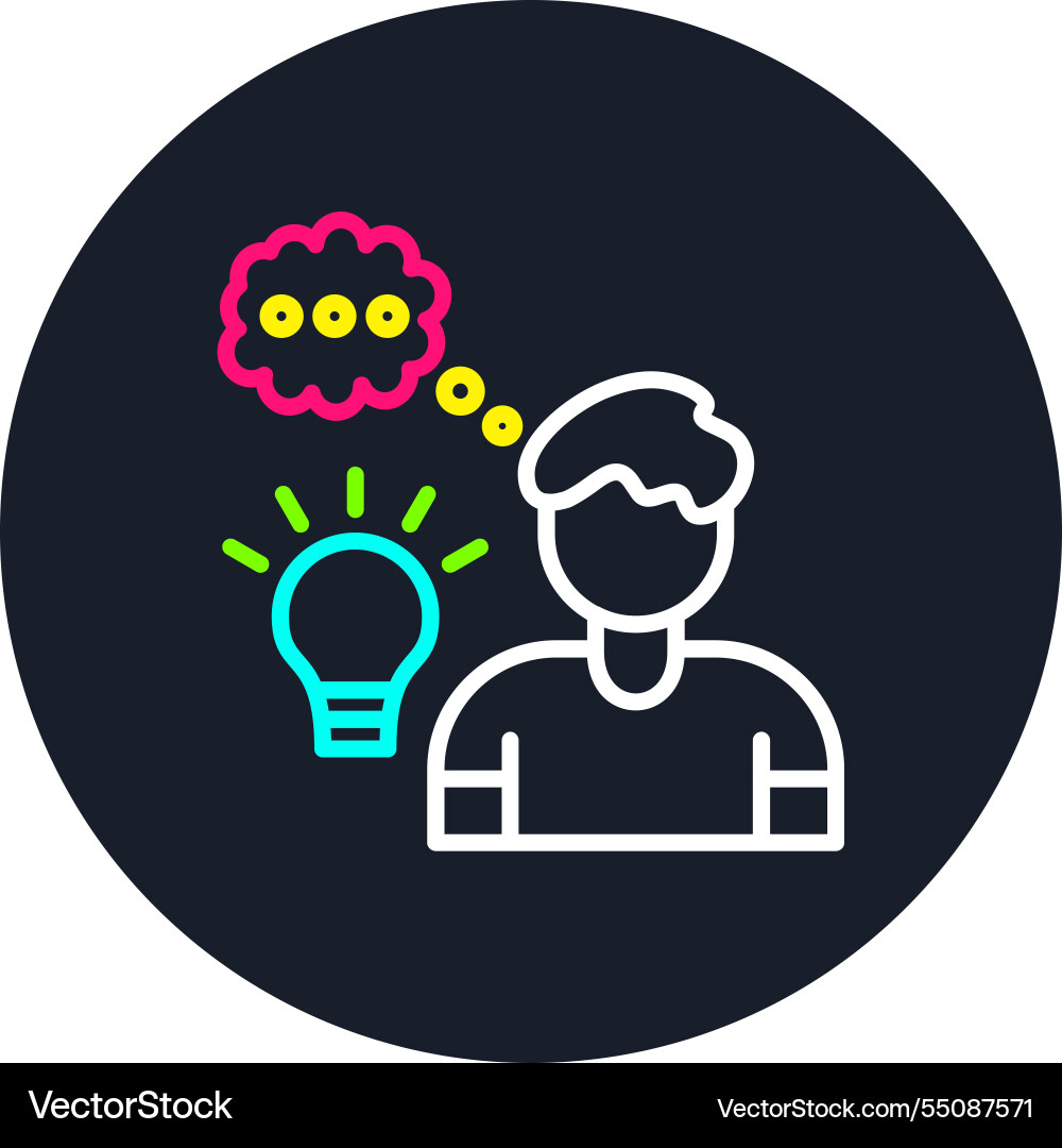 Thinking line multi color icon Vector Image
