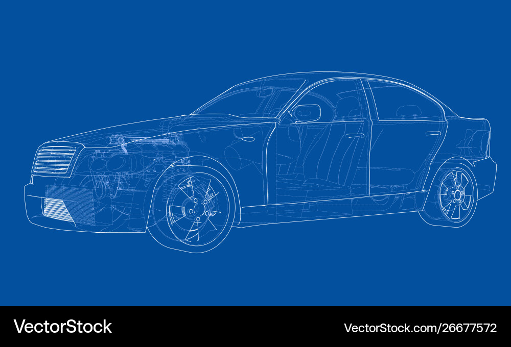 Concept car rendering 3d Vector Image