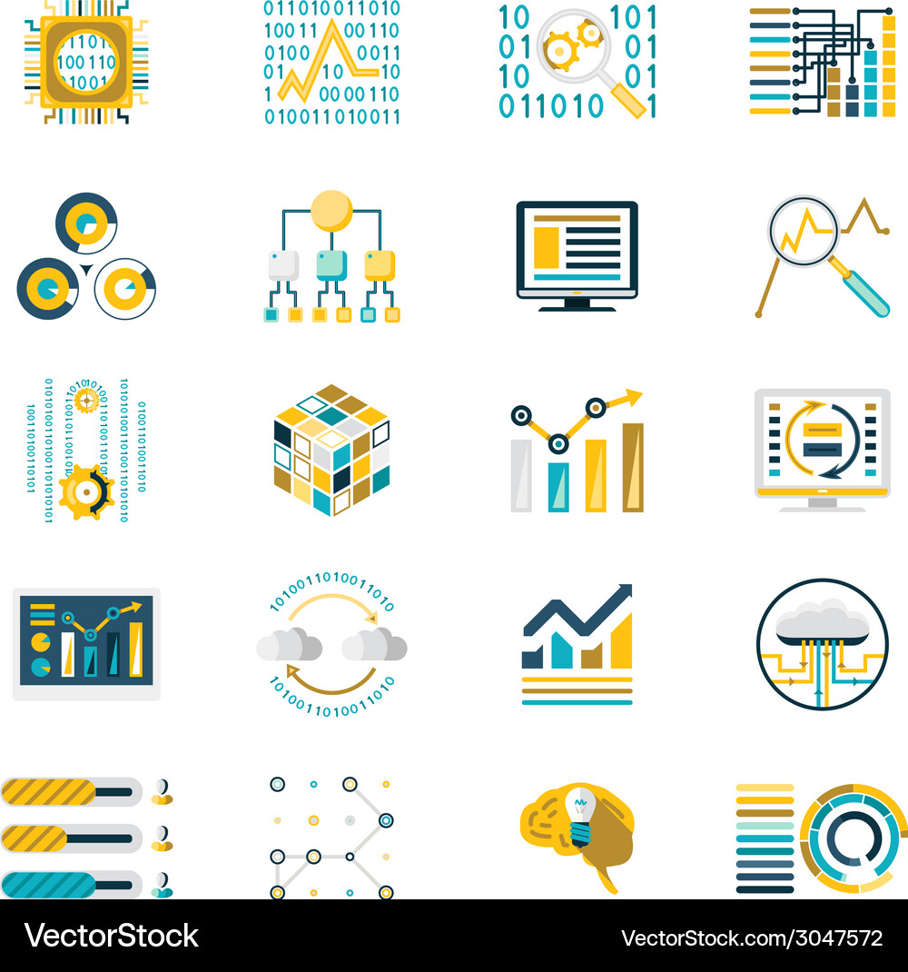 Data Storage & Processing Icons Vector Image
