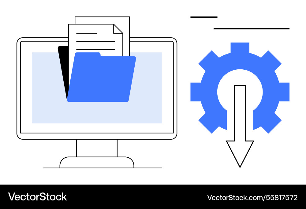 Digital file management concept with folder Digital file management concept with folder vector image