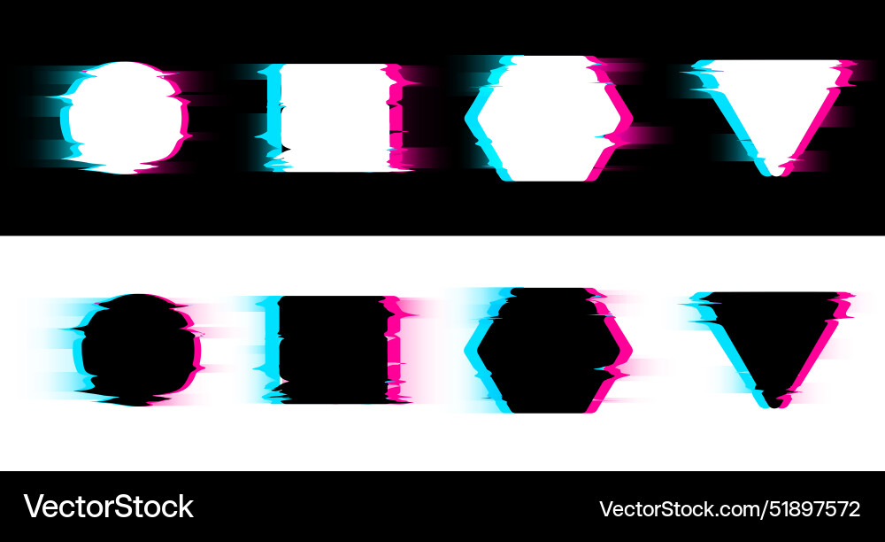 Glitch and digital noise effect of various frames vector image