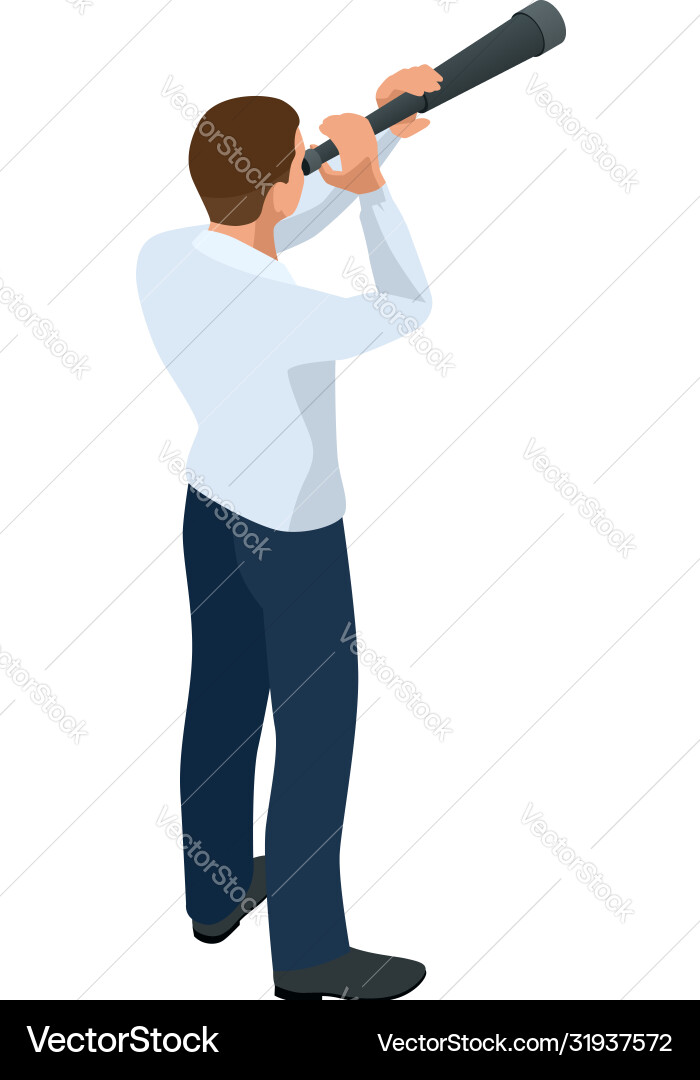 Isometric businessman isolated on write creating Vector Image