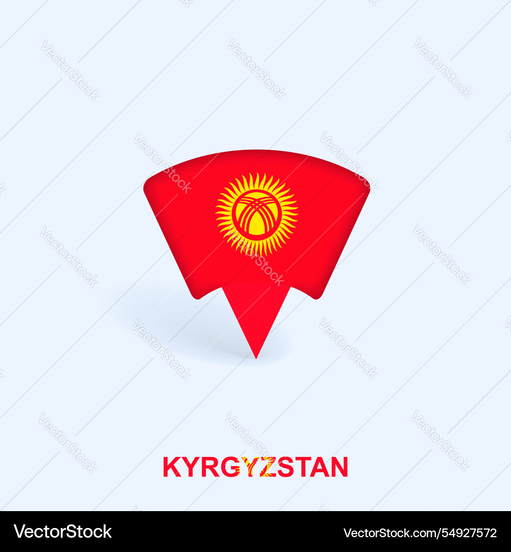 Kirgisistan Flagge Kartenzeiger Design mit Schatten Kirgisistan Flagge Kartenzeiger Design mit Schatten vektorbild