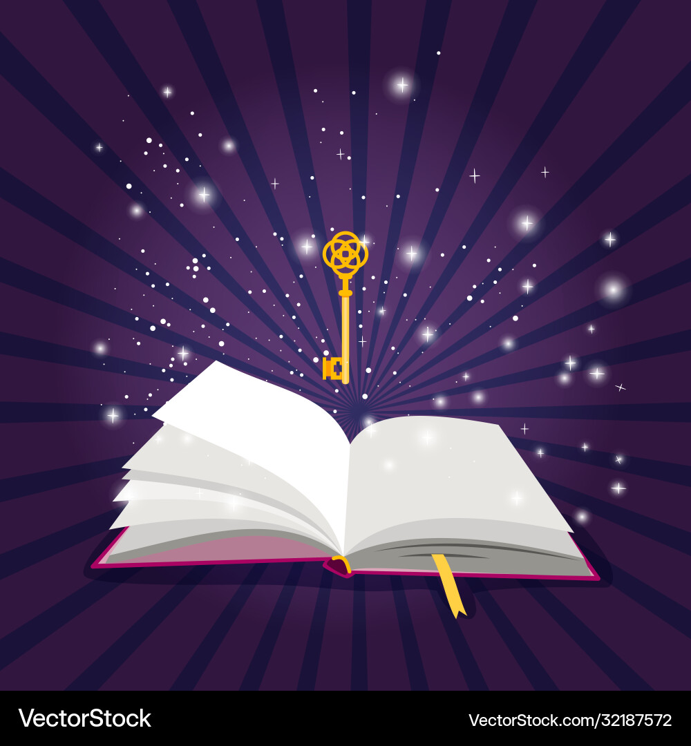 Magic Open Book with Keys vector image