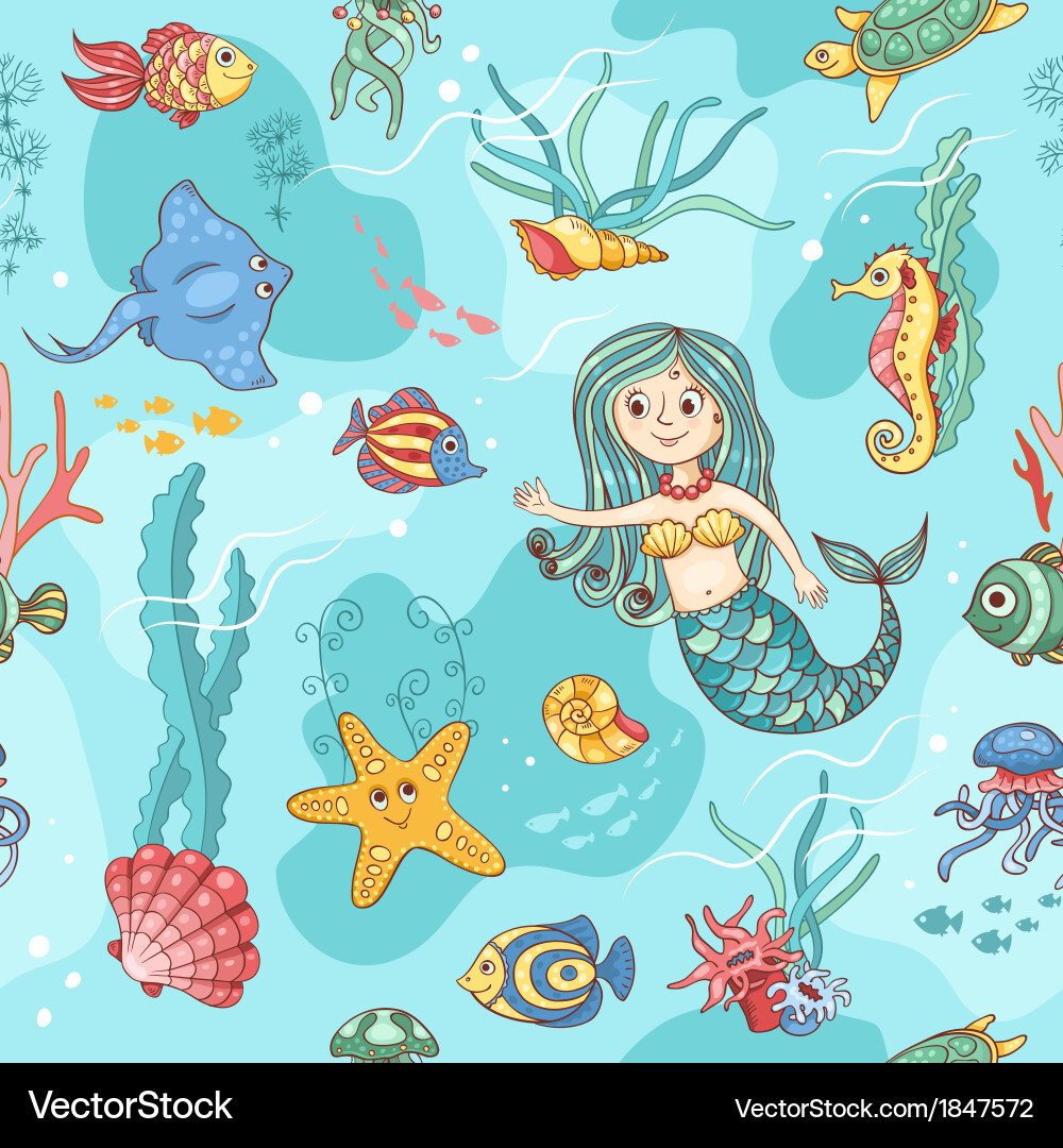 Ocean Mermaid Pattern Vector Image