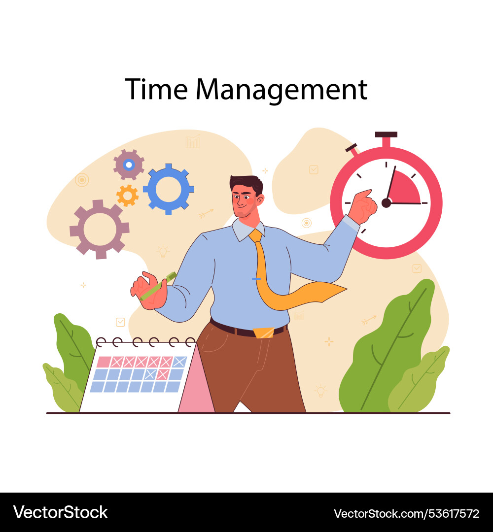 Planning and organization of tasks character Planning and organization of tasks character vector image