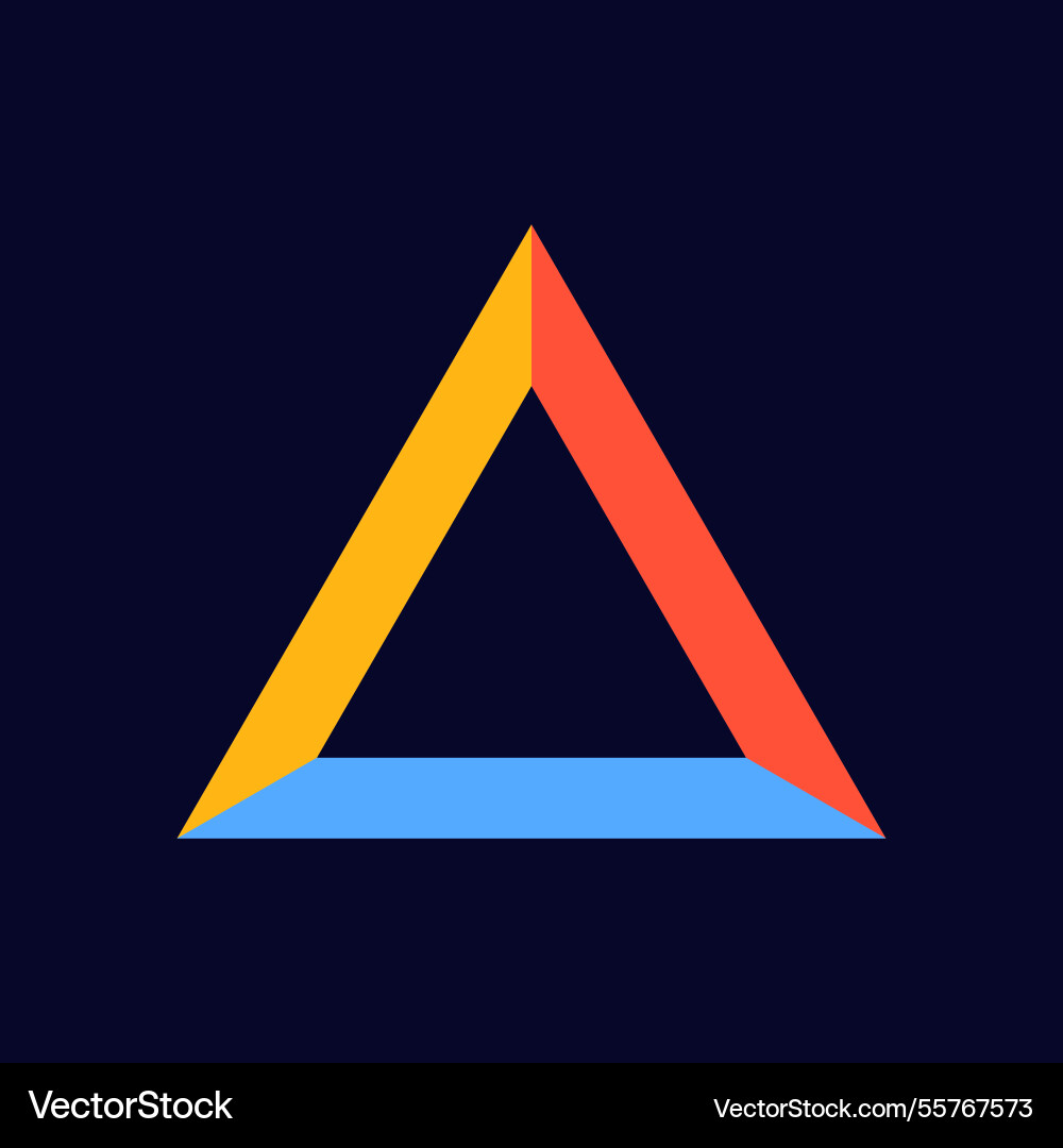 Bright colorful triangular shape with red orange vector image