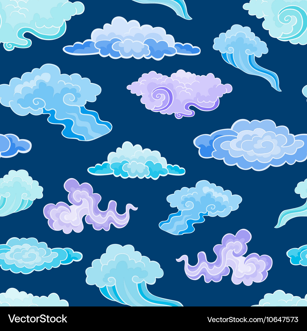 Cartoon color clouds seamless pattern background Vector Image