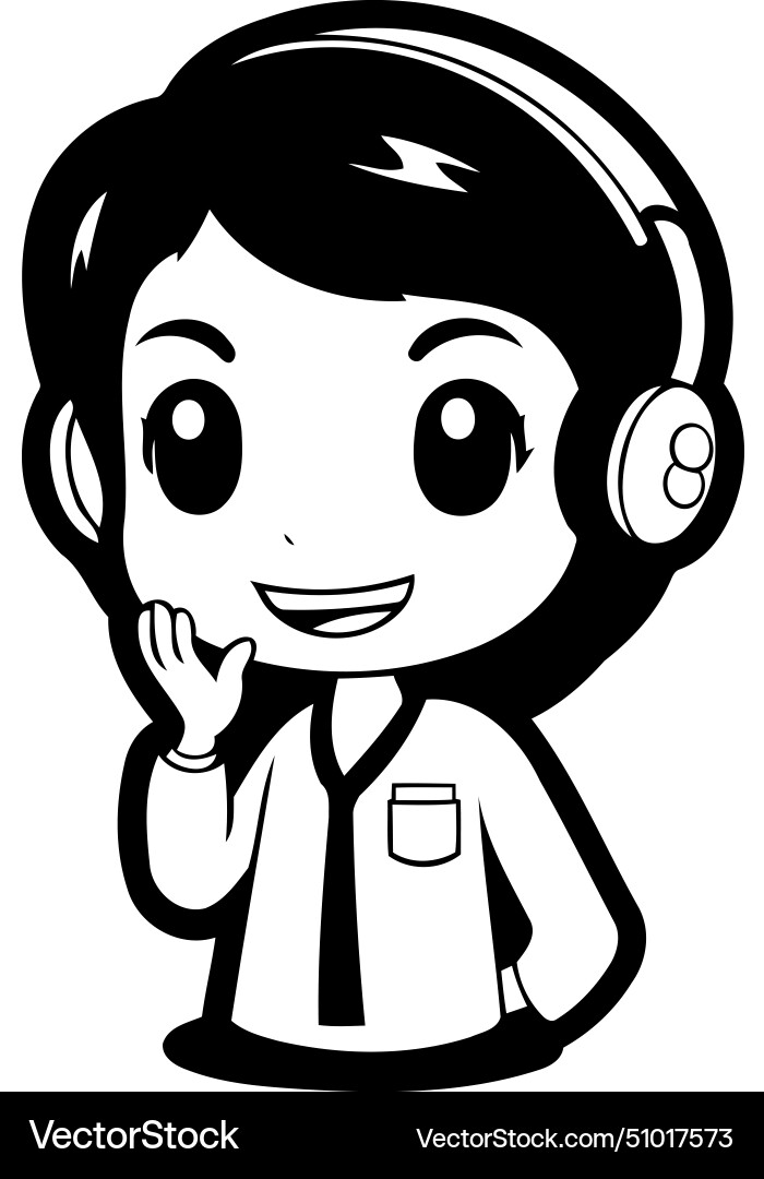 Customer support operator with headset Vector Image