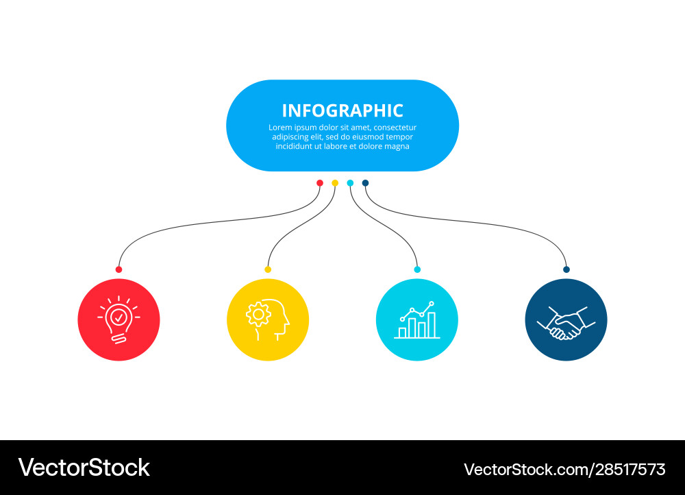 Flowchart infographic template with 4 steps Flowchart infographic template with 4 steps vector image