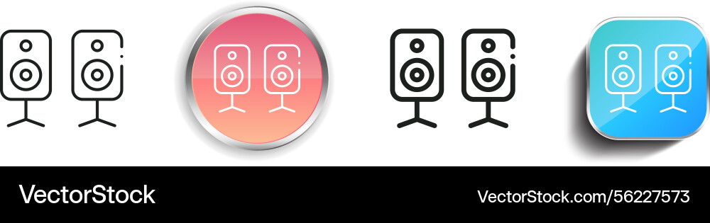 Loudspeaker icon thin linear regular and button Loudspeaker icon thin linear regular and button vector image