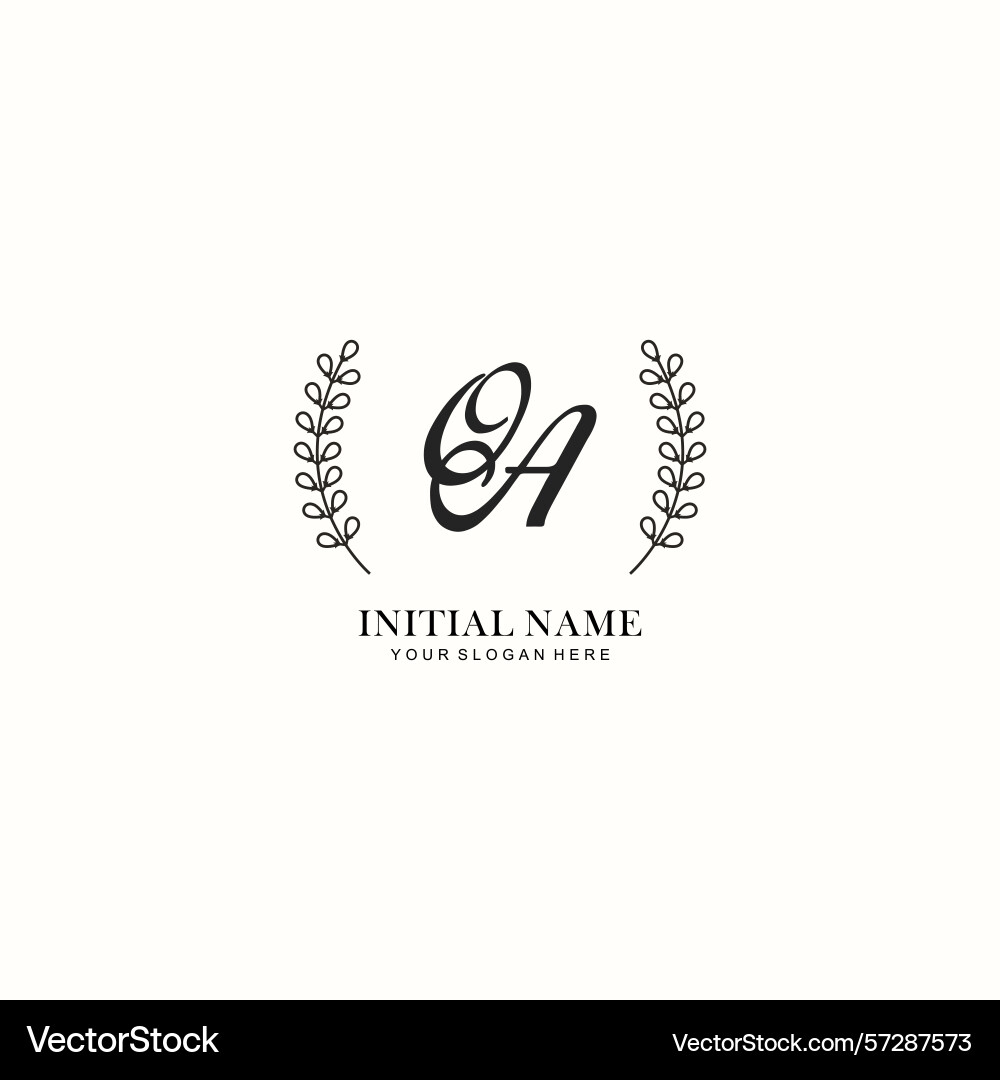 Oa initial logo templates with botanical elements Vector Image
