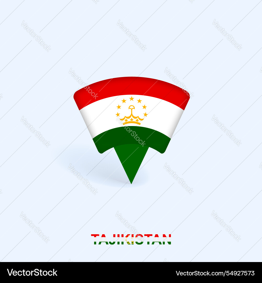 Tajikistan flag map pointer design with shadow vector image