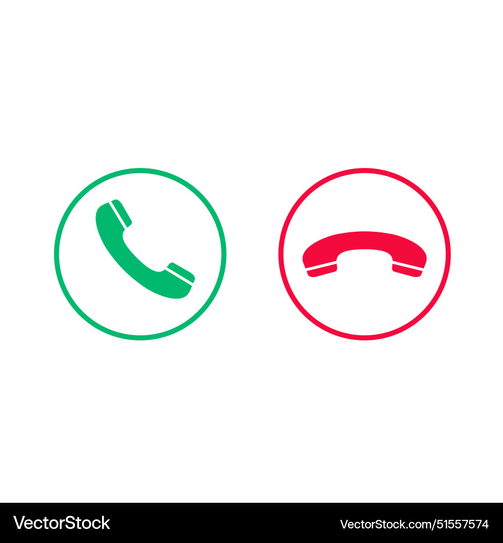 Answer decline phone call hang up red green button Vector Image