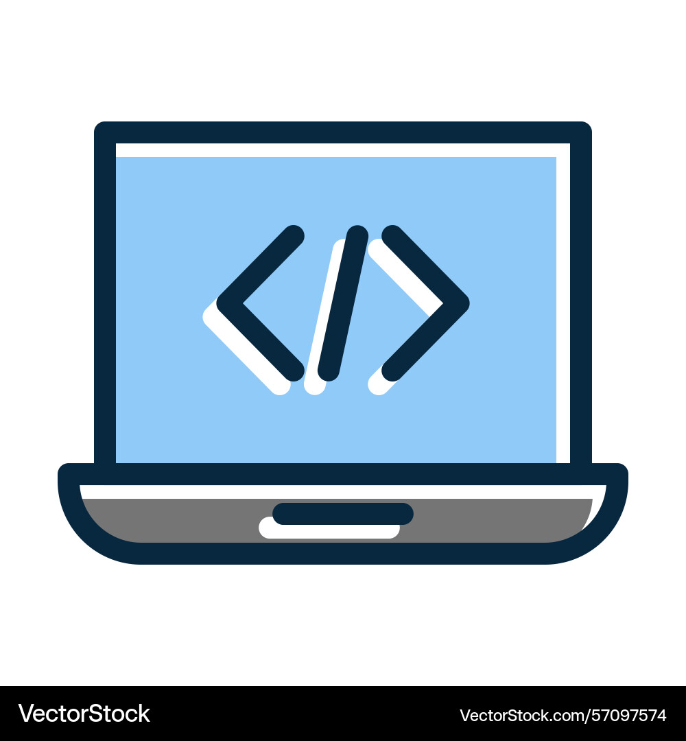 Coding thick line filled dark colors icons Vector Image
