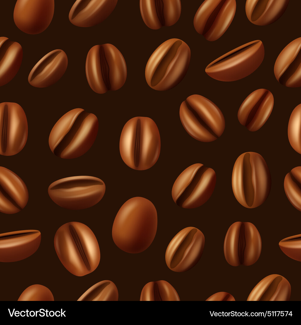 Coffee beans seamless pattern background Vector Image