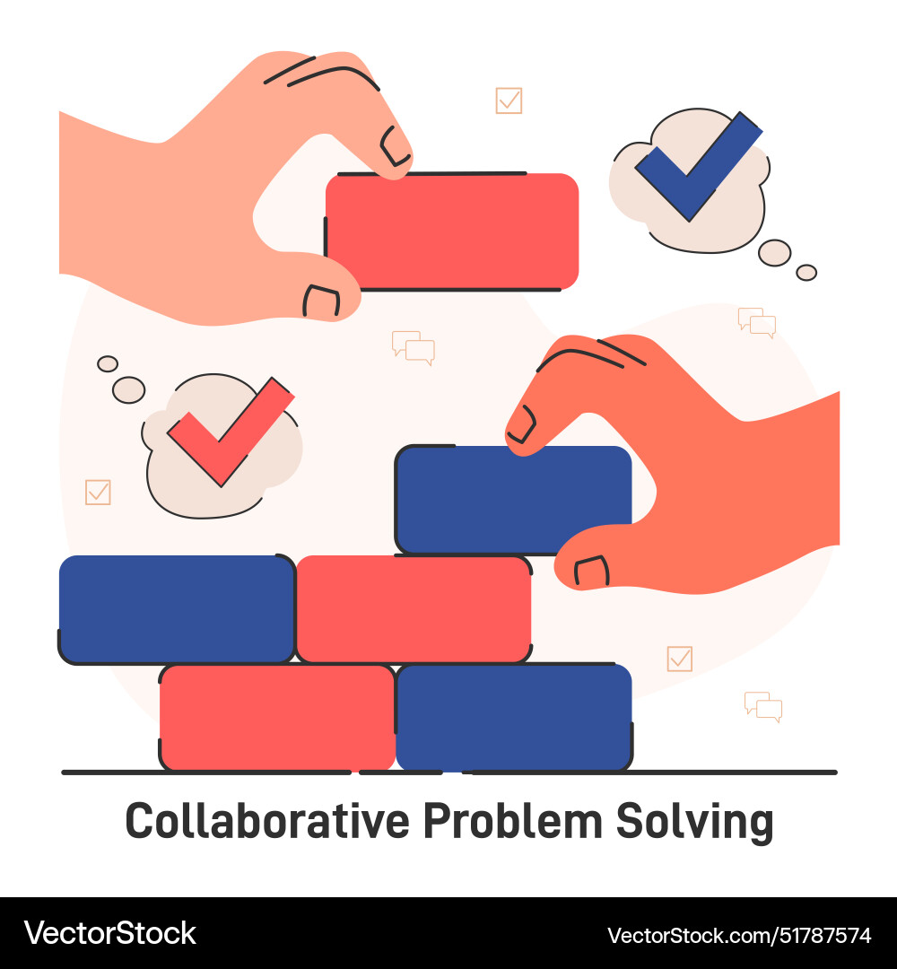 Collaborative problem solving character Collaborative problem solving character vector image