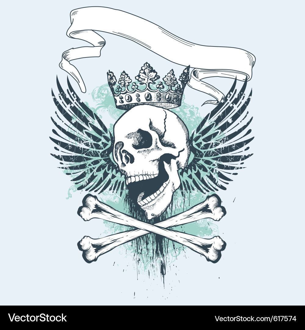 Grunge Skull Apparel Graphic Vector Image