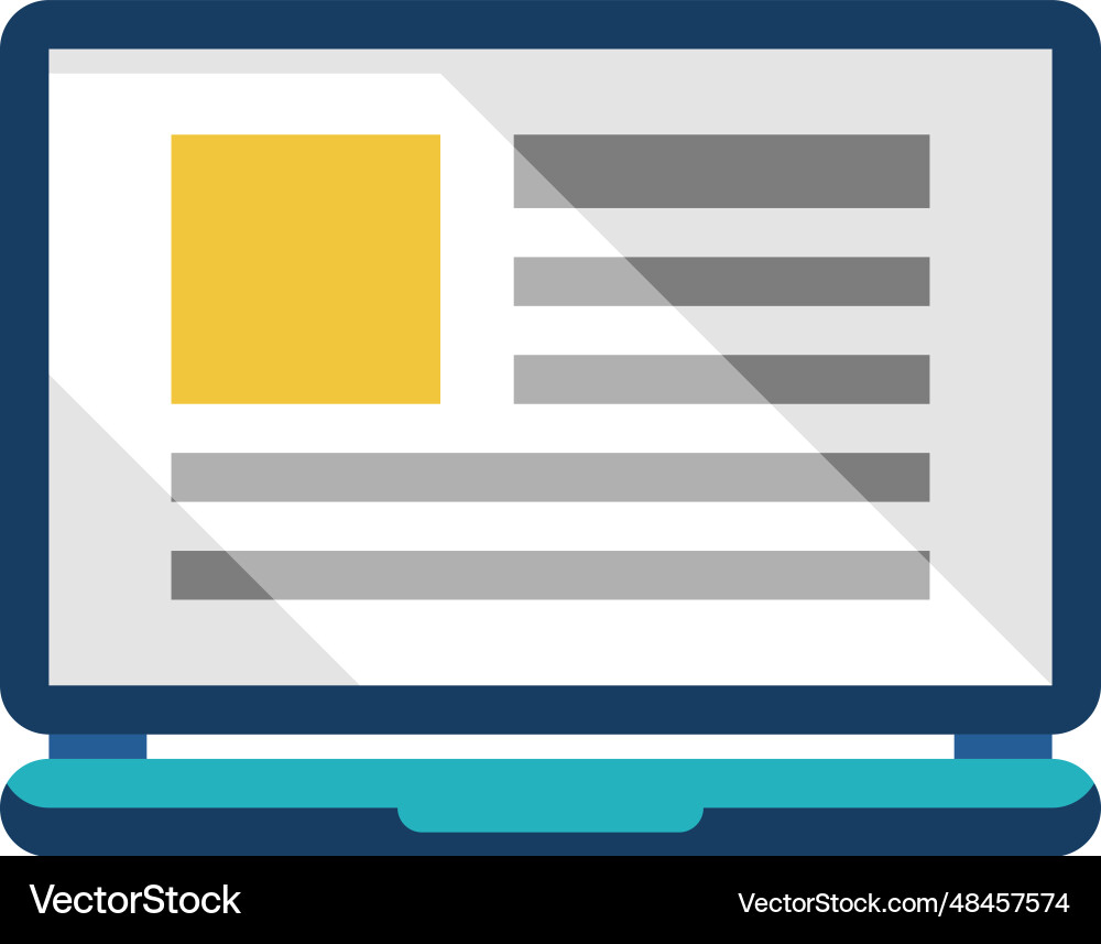 Laptop with open document on screen work color Laptop with open document on screen work color vector image