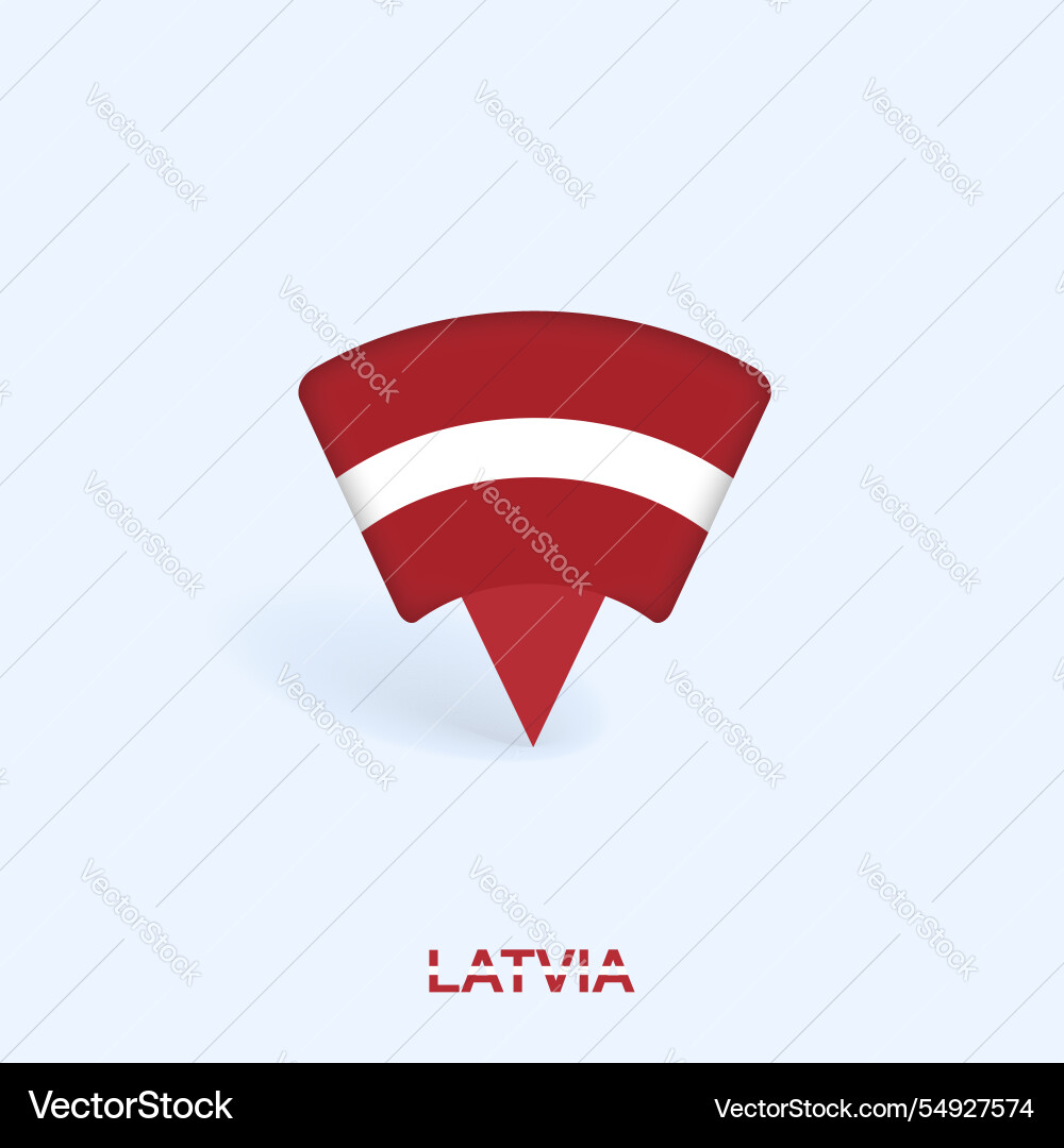 Latvia flag map pointer design with shadow Latvia flag map pointer design with shadow vector image