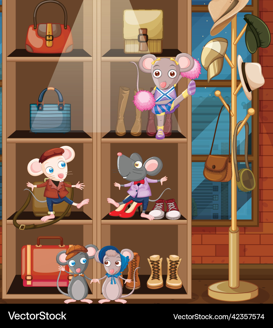 Many rats dancing in the shop vector image