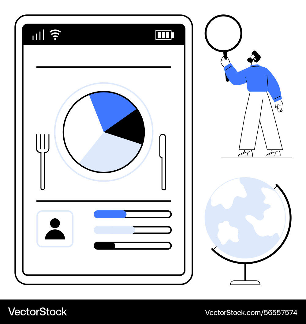 Mobile app interface with nutrition data insights Mobile app interface with nutrition data insights vector image