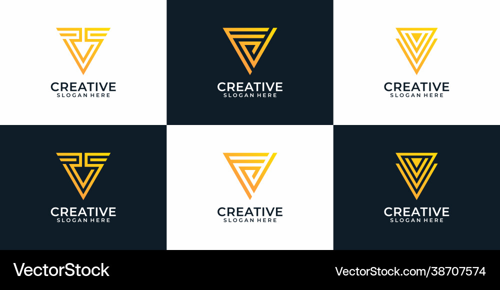 Set letter v modern elegant logo elements Vector Image