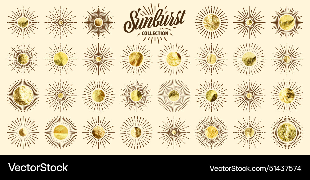 Vintage Sonnenburst Sonnenuntergang Balken Goldfolie glänzend Vintage Sonnenburst Sonnenuntergang Balken Goldfolie glänzend vektorbild