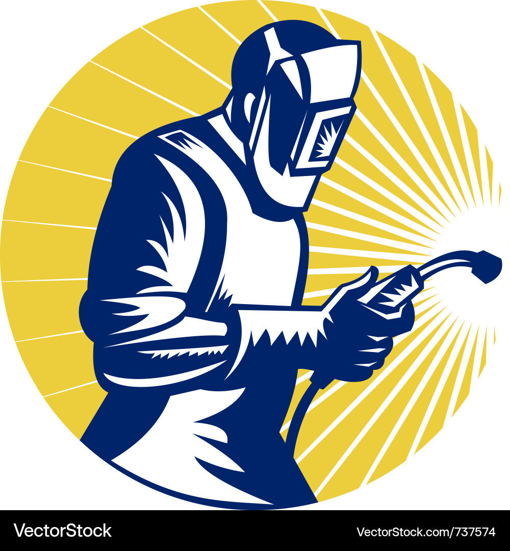 Welder Operating Torch vector image