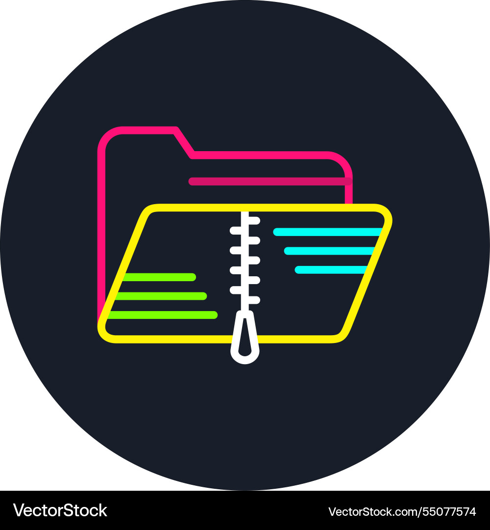 Zip folder line multi color icon Vector Image