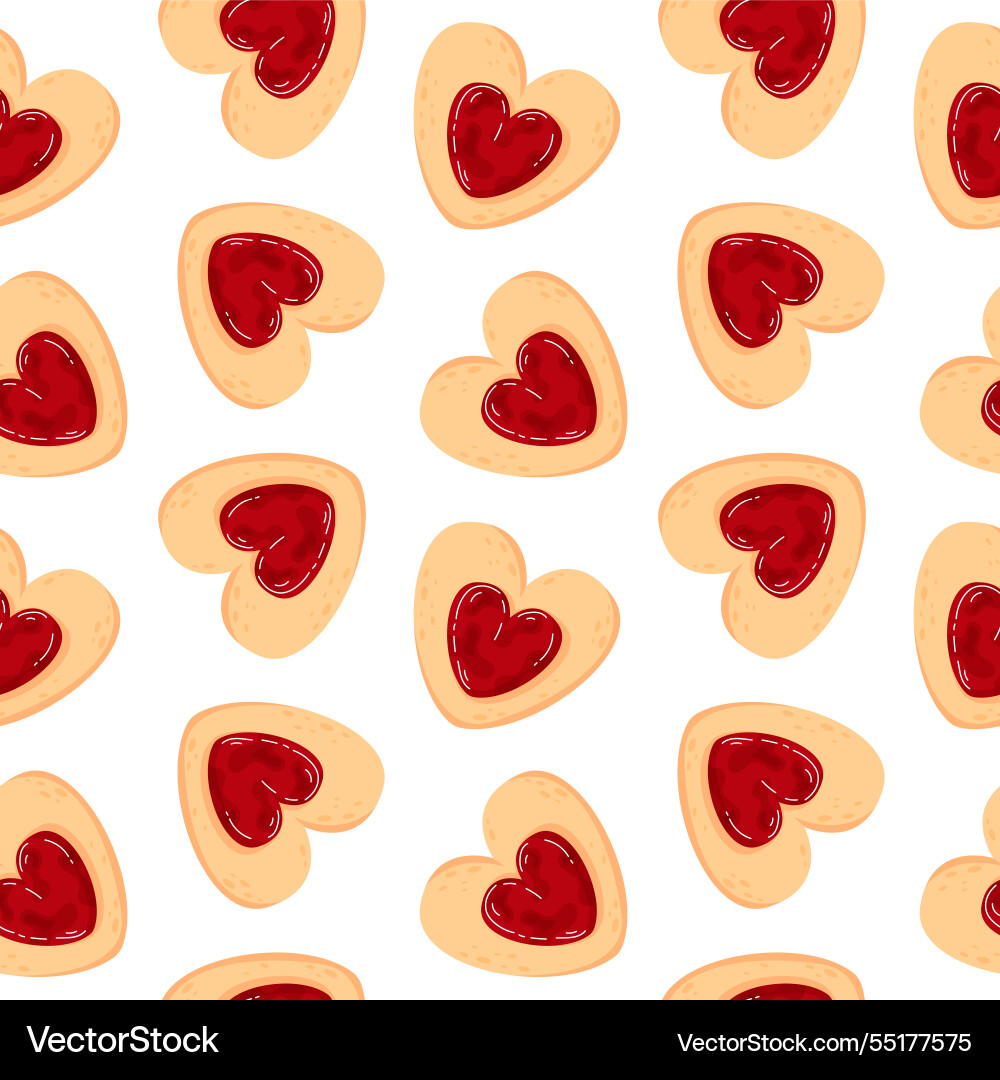 Seamless pattern with heart shaped cookie Seamless pattern with heart shaped cookie vector image