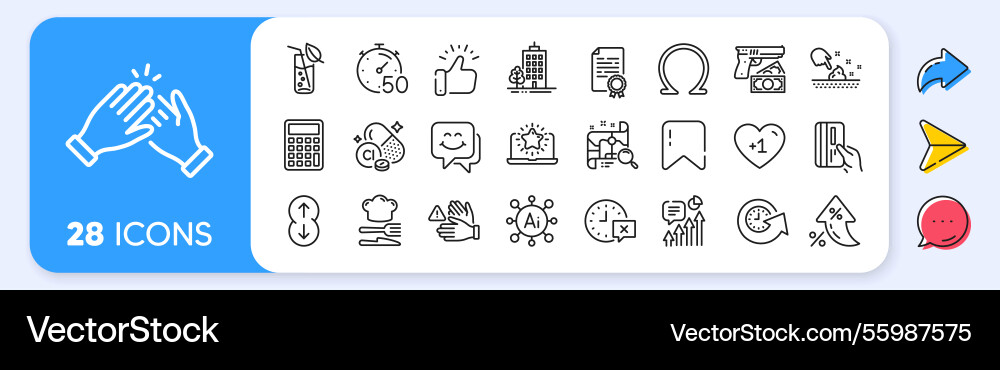 Search map timer and omega line icons for web Search map timer and omega line icons for web vector image