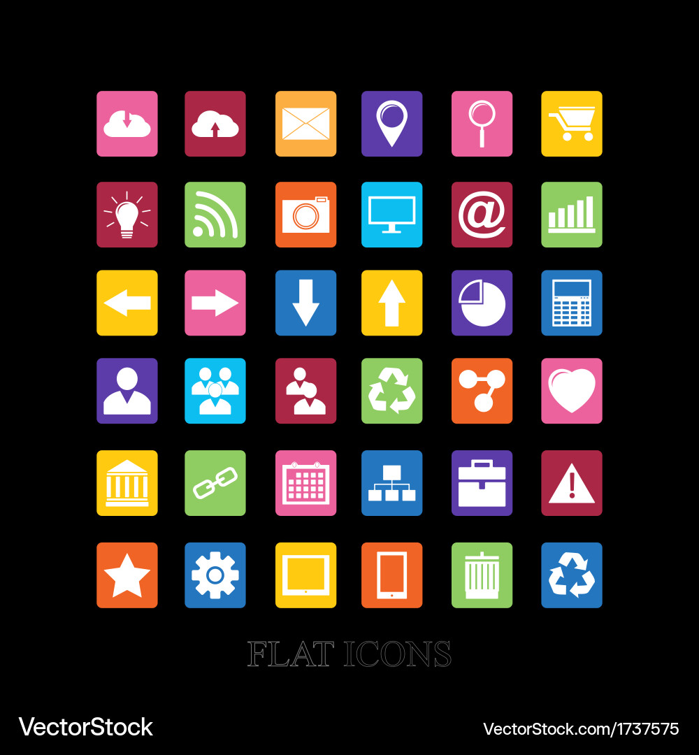 Web icons set in flat design vector image