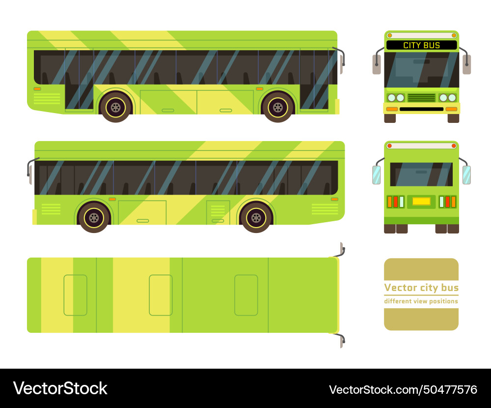 City bus in different view positions Royalty Free Vector