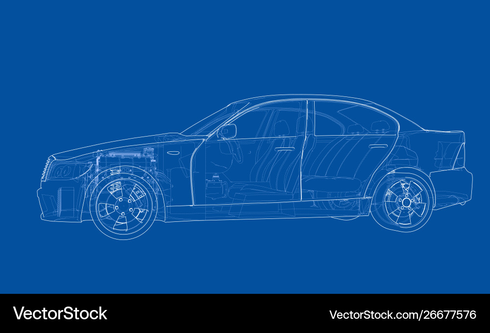 Concept car rendering 3d Vector Image